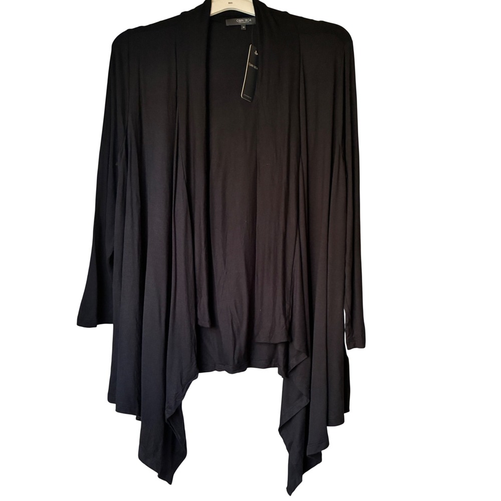 NWT Coin 1804 Open Front Cardigan Womens Size 1X Black Minimalist Office Career